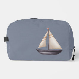 Brown Sailing Boat and Name on Gray ドップキット