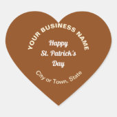 Brown Saint Patrick Business Heart Shape Sticker ハートシール (正面)