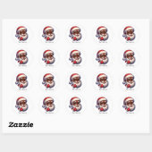 Brown Santa Christmas Stickers – Sheet of 20 ラウンドシール (シート)