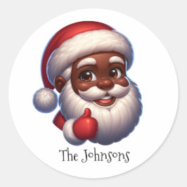 Brown Santa Christmas Stickers – Sheet of 20 ラウンドシール