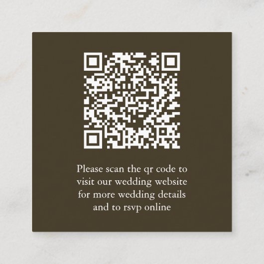 Brown Scannable QR Code Wedding Enclosure Card エンクロージャーカード (裏面)