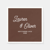 Brown Scriptミニマル結婚リスト スタンダードカクテルナプキン (正面)