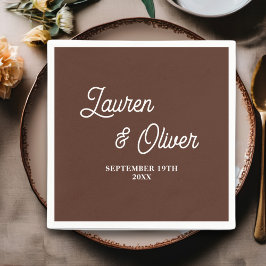 Brown Scriptミニマル結婚リスト スタンダードカクテルナプキン