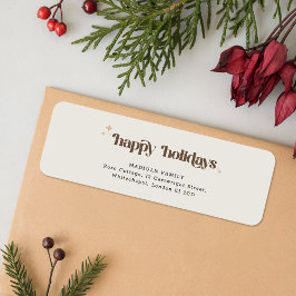 Brown Script Christmas Holiday Return Address ラベル