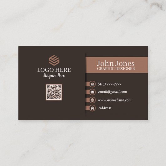Brown Sepia QRコード名刺24パック100 名刺 (正面)