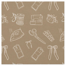 Brown Sewing Themed Pattern ファブリック