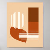 Brown Shapes and White Lines on a Beige Background ポスター (正面)