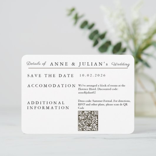 Brown Simple Wedding Invitation Details Card 出欠カード (スタンド正面)