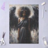 Brown-Skinned Angel Girl With Black Wings 薄葉紙 (クラフト)