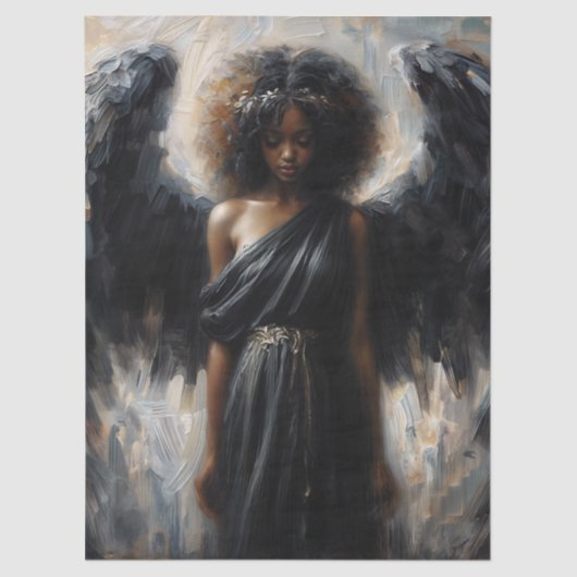Brown-Skinned Angel Girl With Black Wings 薄葉紙 (正面)