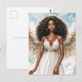 Brown-Skinned Angel With Halo Watercolor ポストカード (正面/裏面)