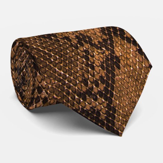Brown Snake Skin Print Neck Tie ネクタイ (ロール)