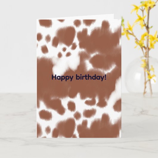 Brown spotted cow hide カード (黄色い花)