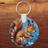 Brown Squirrel in the Snow キーホルダー (正面)