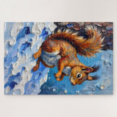 Brown Squirrel in the Snow ジグソーパズル (横)