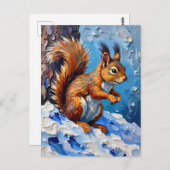 Brown Squirrel in the Snow ポストカード (正面/裏面)