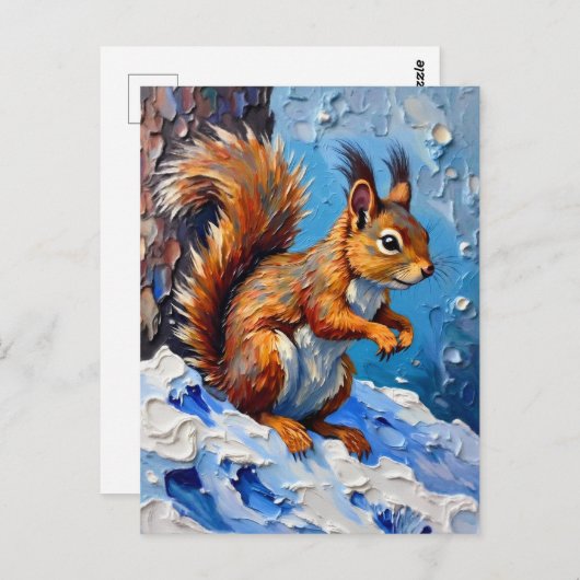 Brown Squirrel in the Snow ポストカード (正面/裏面)
