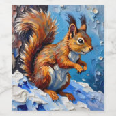 Brown Squirrel in the Snow ワインラベル (シングルラベル)