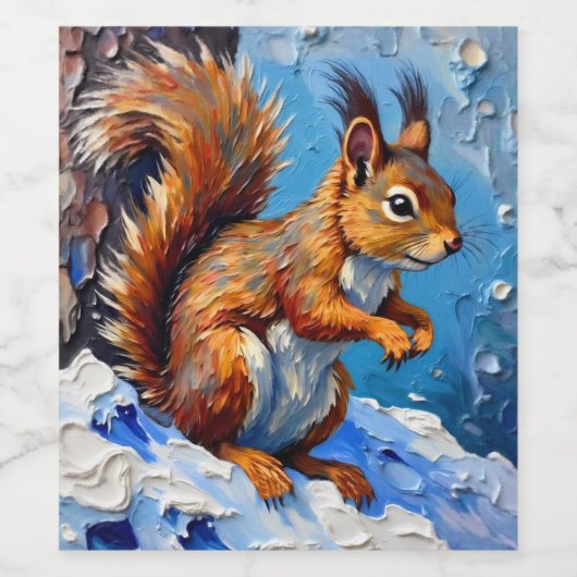 Brown Squirrel in the Snow ワインラベル (シングルラベル)