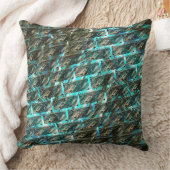 Brown stained scrath, cyanish grid or brick style クッション (ブランケット)