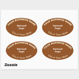 Brown Sticker上のBusiness Brand Oval Pattern文字 楕円形シール