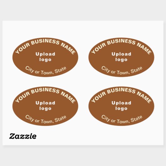 Brown Sticker上のBusiness Brand Oval Pattern文字 楕円形シール (シート)