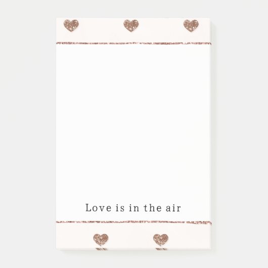 Brown Sugar Blush Pink Glitter Hearts ポストイット (正面)