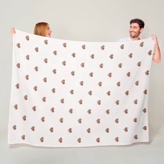 Brown Sugar Glitter Hearts Love Valentine's フリースブランケット (インサイチュ)