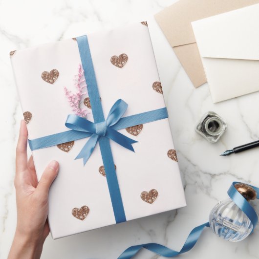 Brown Sugar Glitter Hearts Love Valentine's ラッピングペーパー (ギフト)