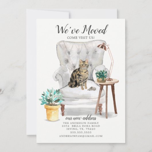 Brown Tabby Catの移動告知 案内状 (正面)