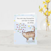 Brown Tabby Cat I love you Folded Greeting Card カード (黄色い花)