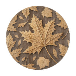 BROWN & TAN FALL AUTUMN LEAVES & ACORNS カッティングボード