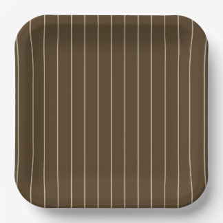 Brown & Tan Striped Paper Plates - 9in  ペーパープレート