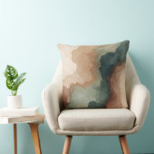 Brown Teal Blue Sage Green Abstract Watercolor クッション (椅子)