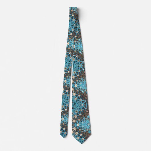 Brown Teal Cream Waves and Stars  ネクタイ (裏面)