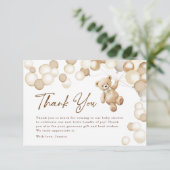 Brown Teddy Bear Baby Shower サンキューカード (スタンド正面)