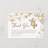 Brown Teddy Bear Baby Shower サンキューカード (正面/裏面)