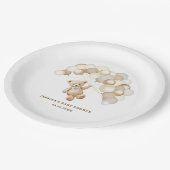 Brown Teddy Bear Baby Shower ペーパープレート (アングル)