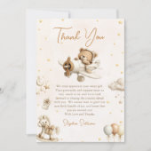 Brown Teddy Bear Plane Thank You Card (正面)