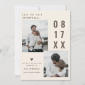 Brown terracotta日付結婚の2枚の写真を保存 (正面)