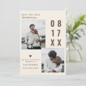 Brown terracotta日付結婚の2枚の写真を保存 (スタンド正面)