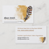 Brown/terracotta Aztec Feather 名刺 (正面/裏面)