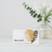 Brown/terracotta Aztec Feather 名刺 (スタンド正面)