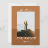 Brown Terracotta Bohoスクリプト日付写真を保存 招待状 (裏面)