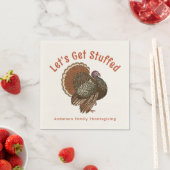 Brown Thanksgiving Turkeyが登場詰まった スタンダードカクテルナプキン (インサイチュ)