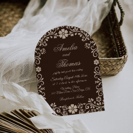 Brown Timeless Wedding  Invitation 招待状