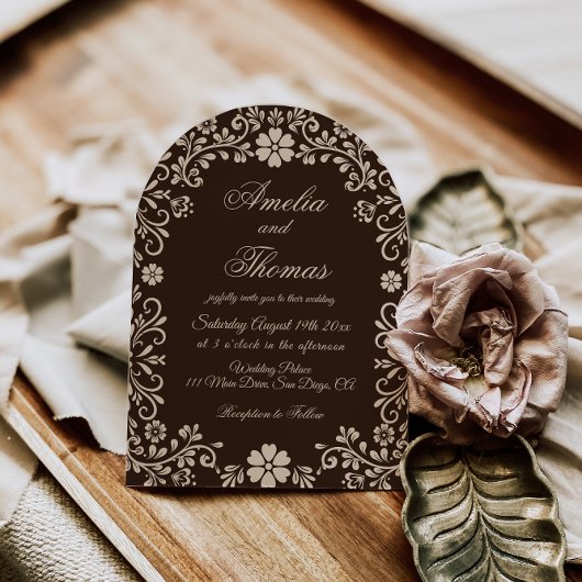 Brown Timeless Wedding  Invitation 招待状