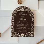 Brown Timeless Wedding  Invitation 招待状