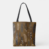 Brown Tote Bag with Feather Print トートバッグ (裏面)