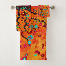 Brown Tree Of Life花とオレンジ色ボホ